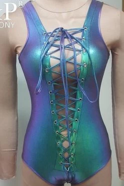 Summer Musical Festival Rave Wear Clothes Outfits Gear Sexy Silver Holographic Lace Up Bodysuit Hologram Women Jumpsuit 18 Summer Musical Festival Rave Wear Clothes Outfits Gear Sexy Silver Holographic Lace Up Bodysuit Hologram Women Jumpsuit -Women's clothing 13389111885903 8