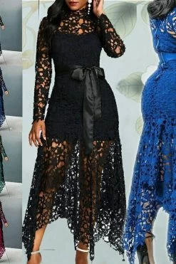 Women Spaghetti Straps Lace Mesh Patchwork Jumpsuit