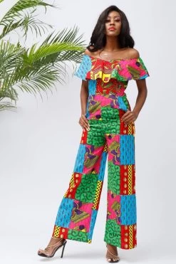 Women Jumpsuit Ruffle Off-Shoulder Long Ankara Jumpsuit -Women's clothing 14903521247299 3