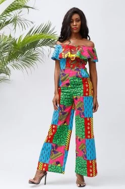 Women Jumpsuit Ruffle Off-Shoulder Long Ankara Jumpsuit -Women's clothing 14903521312835 5