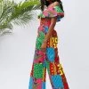 Women Jumpsuit Ruffle Off-Shoulder Long Ankara Jumpsuit