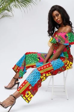 Women Jumpsuit Ruffle Off-Shoulder Long Ankara Jumpsuit -Women's clothing 14903521476675 4