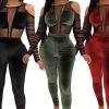 Women Velvet Mesh Patchwork Elegant Jumpsuit -Women's clothing 15296876773450 1
