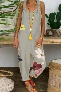 Women Loose Casual Wide Leg Pants One Piece Plus Size Linen Jumpsuit -Women's clothing 15428598038667 4