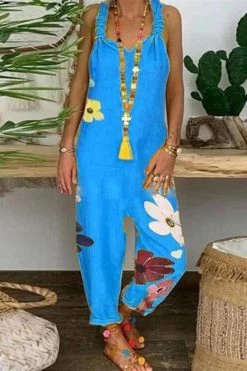 Women Loose Casual Wide Leg Pants One Piece Plus Size Linen Jumpsuit -Women's clothing 15428598235275 5