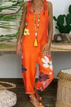 Women Loose Casual Wide Leg Pants One Piece Plus Size Linen Jumpsuit -Women's clothing 15428598399115 6