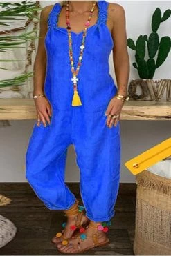 Women Loose Casual Wide Leg Pants One Piece Plus Size Linen Jumpsuit -Women's clothing 15428599316619 10