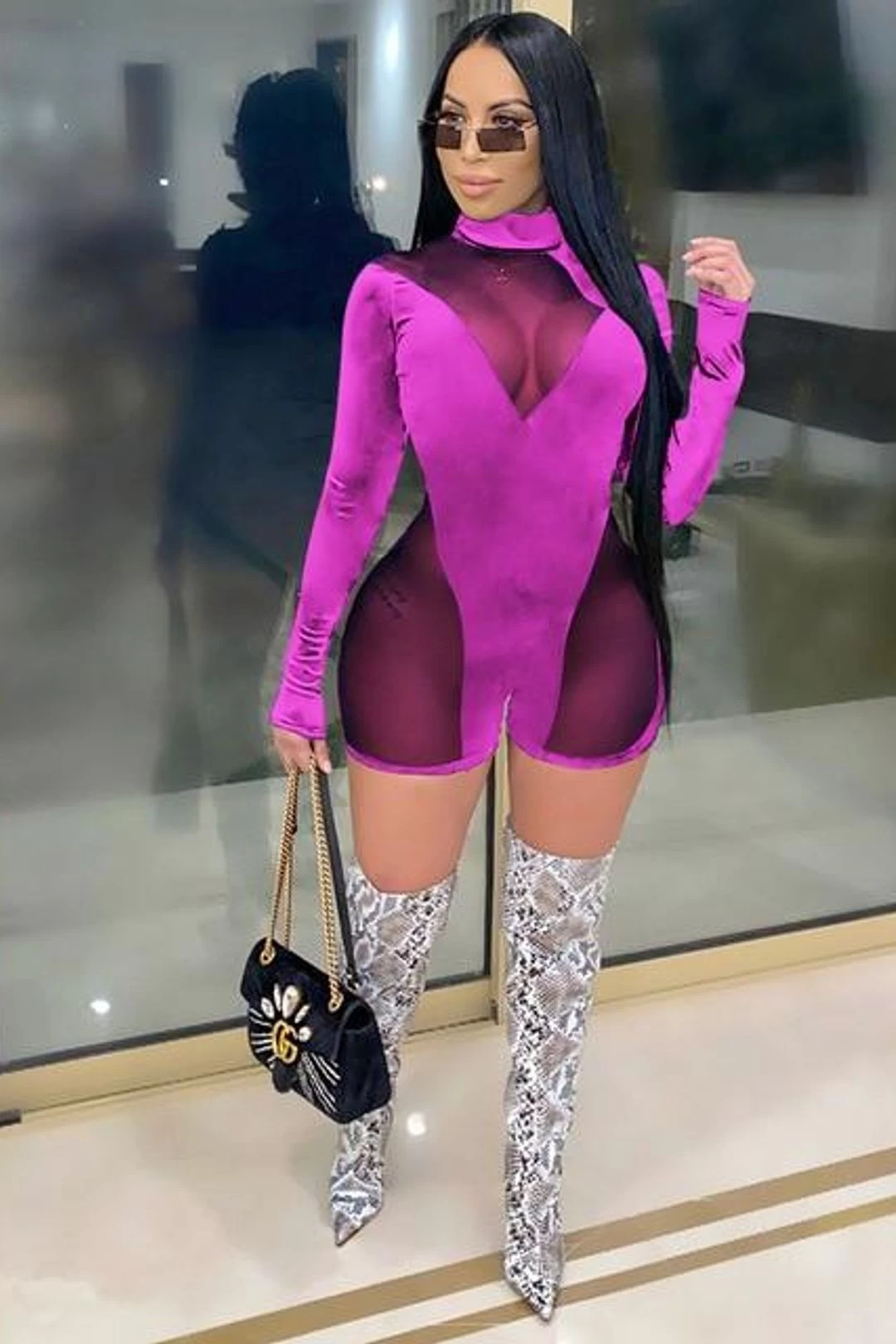 Women Sexy Sheer Mesh Patchwork Jumpsuit 8 Women Sexy Sheer Mesh Patchwork Jumpsuit - Image 6