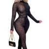 Mesh Patchwork Women Jumpsuit Turtleneck -Women's clothing 15513582567498 1