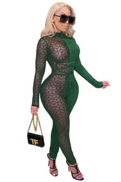 Mesh Patchwork Women Jumpsuit Turtleneck 10 Mesh Patchwork Women Jumpsuit Turtleneck -Women's clothing 15513582633034 4