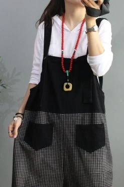 Denim Cotton Women Plaid Stitching Overalls Dungarees Jumpsuit 14 Denim Cotton Women Plaid Stitching Overalls Dungarees Jumpsuit -Women's clothing 16298904191038 6