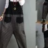 Denim Cotton Women Plaid Stitching Overalls Dungarees Jumpsuit -Women's clothing 16298904322110 1