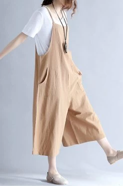 FantasyLinen Linen Casual Loose Overalls, Cotton Plus Size Jumpsuits For Women P10010 -Women's clothing 1665502216231 3