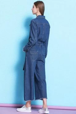 Women Long Sleeve Loose Long Pants Denim Jumpsuit -Women's clothing 17168562421917 5