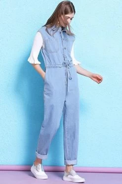 Women Sleeveless Long Pants Denim Jumpsuit -Women's clothing 17168566550685 3