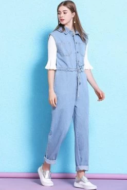 Women Sleeveless Long Pants Denim Jumpsuit -Women's clothing 17168566616221 4