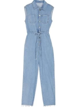 Women Sleeveless Long Pants Denim Jumpsuit -Women's clothing 17168567009437 6