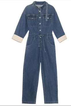 Women Long Sleeve Long Pants Denim Jumpsuit -Women's clothing 17168571465885 4