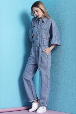 Women Long Pants Loose Denim Jumpsuit -Women's clothing 17168583262365 4