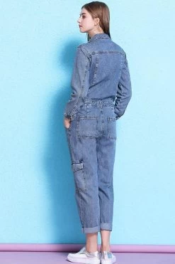 Women Casual Retro Loose One Piece Coverall Long Pants Denim Jumpsuits 9 Women Casual Retro Loose One Piece Coverall Long Pants Denim Jumpsuits -Women's clothing 17168607903901 3