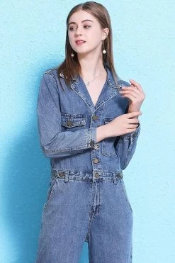 Women Casual Retro Loose One Piece Coverall Long Pants Denim Jumpsuits 10 Women Casual Retro Loose One Piece Coverall Long Pants Denim Jumpsuits -Women's clothing 17168607936669 4