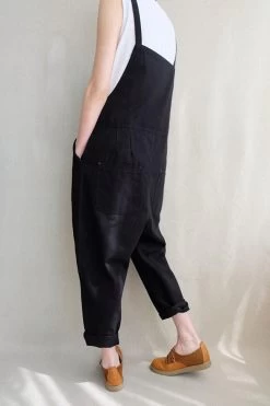Women Leisure Cotton Jumpsuits Comfortable Dungarees Wide Leg Pants Casual Overalls With Pockets -Women's clothing 17423736635526 8
