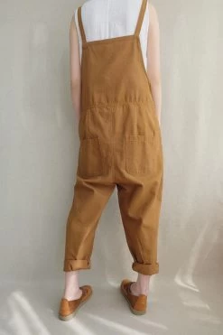 Women Leisure Cotton Jumpsuits Comfortable Dungarees Wide Leg Pants Casual Overalls With Pockets -Women's clothing 17423736668294 3