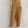Women Leisure Cotton Jumpsuits Comfortable Dungarees Wide Leg Pants Casual Overalls With Pockets -Women's clothing 17423736799366 1