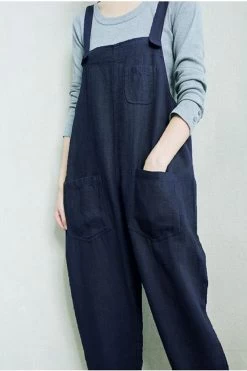 Women Casual Linen Jumpsuits Overalls Pants With Pockets Vintage Linen Harem Pants 16 Women Casual Linen Jumpsuits Overalls Pants With Pockets Vintage Linen Harem Pants -Women's clothing 17424065167494 6