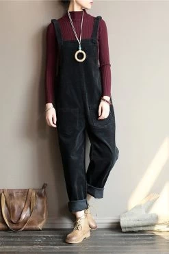 Wide Leg Corduroy Overalls For Women/Casual Jumpsuit/Winter And Spring Jumpsuit, Blue And Beige Color Overalls Fit Summer -Women's clothing 17641492676742 8