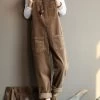 Wide Leg Corduroy Overalls For Women/Casual Jumpsuit/Winter And Spring Jumpsuit, Blue And Beige Color Overalls Fit Summer -Women's clothing 17641493004422 1