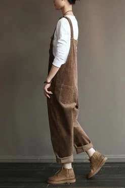 Wide Leg Corduroy Overalls For Women/Casual Jumpsuit/Winter And Spring Jumpsuit, Blue And Beige Color Overalls Fit Summer -Women's clothing 17641511026822 3