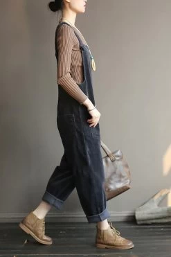 Wide Leg Corduroy Overalls For Women/Casual Jumpsuit/Winter And Spring Jumpsuit, Blue And Beige Color Overalls Fit Summer -Women's clothing 17641511092358 6