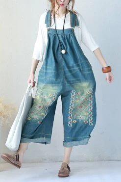 Blue Jeans Trousers Casual Loose Overalls Spring Jumpsuit For Women -Women's clothing 2128029745214 4