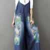 Vintage Floral Printed Casual Loose Denim Overalls Jumpsuits For Women Q6516 -Women's clothing 2197085782078 1