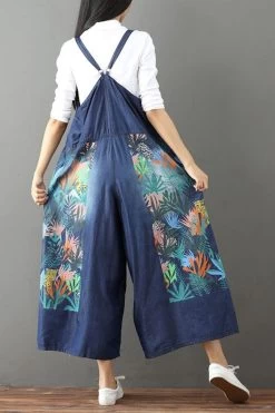 Vintage Floral Printed Casual Loose Denim Overalls Jumpsuits For Women Q6516 10 Vintage Floral Printed Casual Loose Denim Overalls Jumpsuits For Women Q6516 -Women's clothing 2197085847614 4