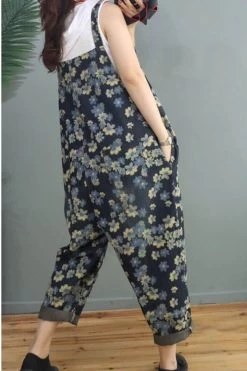 Women Denim Floral Print Pocket Jumpsuits Dungarees 21 Women Denim Floral Print Pocket Jumpsuits Dungarees -Women's clothing 28020054884414 7