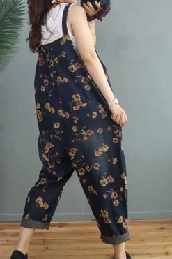 Women Denim Floral Print Pocket Jumpsuits Dungarees 22 Women Denim Floral Print Pocket Jumpsuits Dungarees -Women's clothing 28020054949950 8