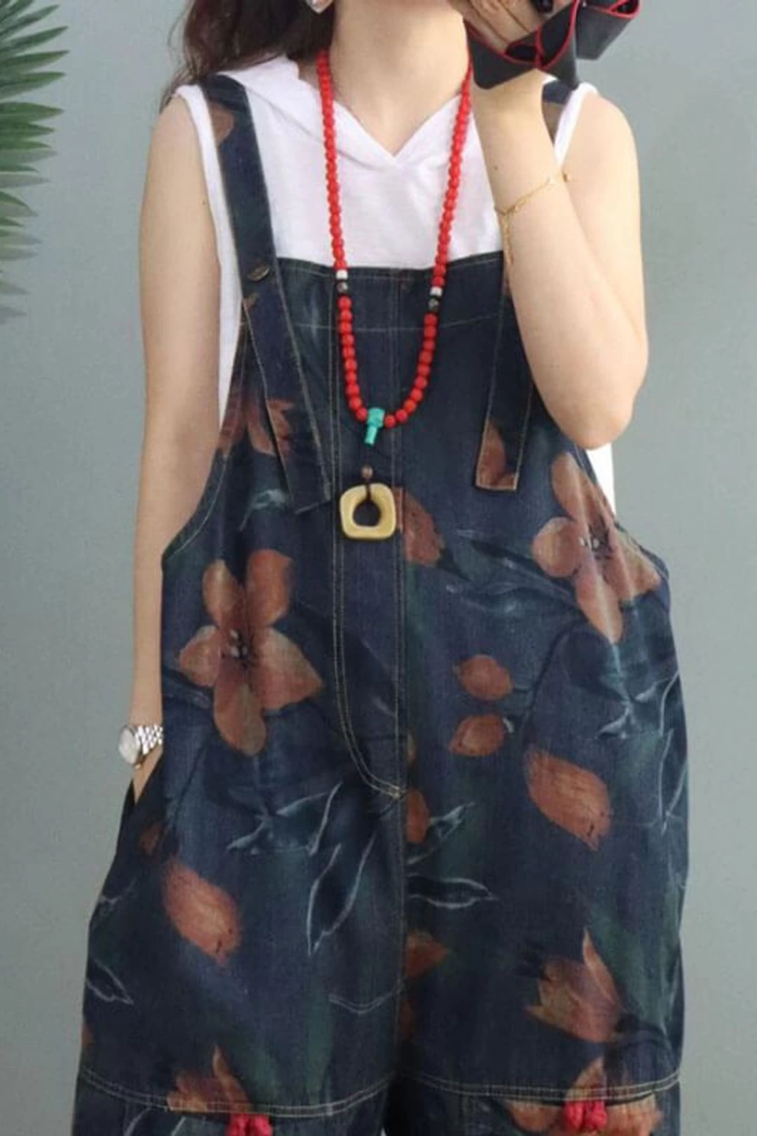 Women Denim Floral Print Pocket Jumpsuits Dungarees 15 Women Denim Floral Print Pocket Jumpsuits Dungarees - Image 13