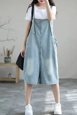 Women Denim Casual Summer Drawstring Jumpsuits Dungarees -Women's clothing 28061748133950 5