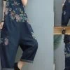 Women Floral Denim Print Pocket Jumpsuits Dungarees 2 Women Floral Denim Print Pocket Jumpsuits Dungarees -Women's clothing 28126821187646 1
