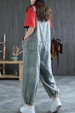 Women Denim Hole Solid Color Jumpsuits Dungarees -Women's clothing 28173550026814 4