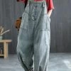 Women Denim Hole Solid Color Jumpsuits Dungarees