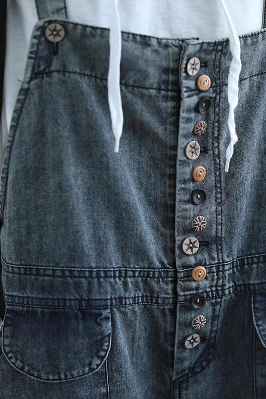 Cotton Women Breasted Casual Hole Jumpsuits Dungarees 8 Cotton Women Breasted Casual Hole Jumpsuits Dungarees - Image 6