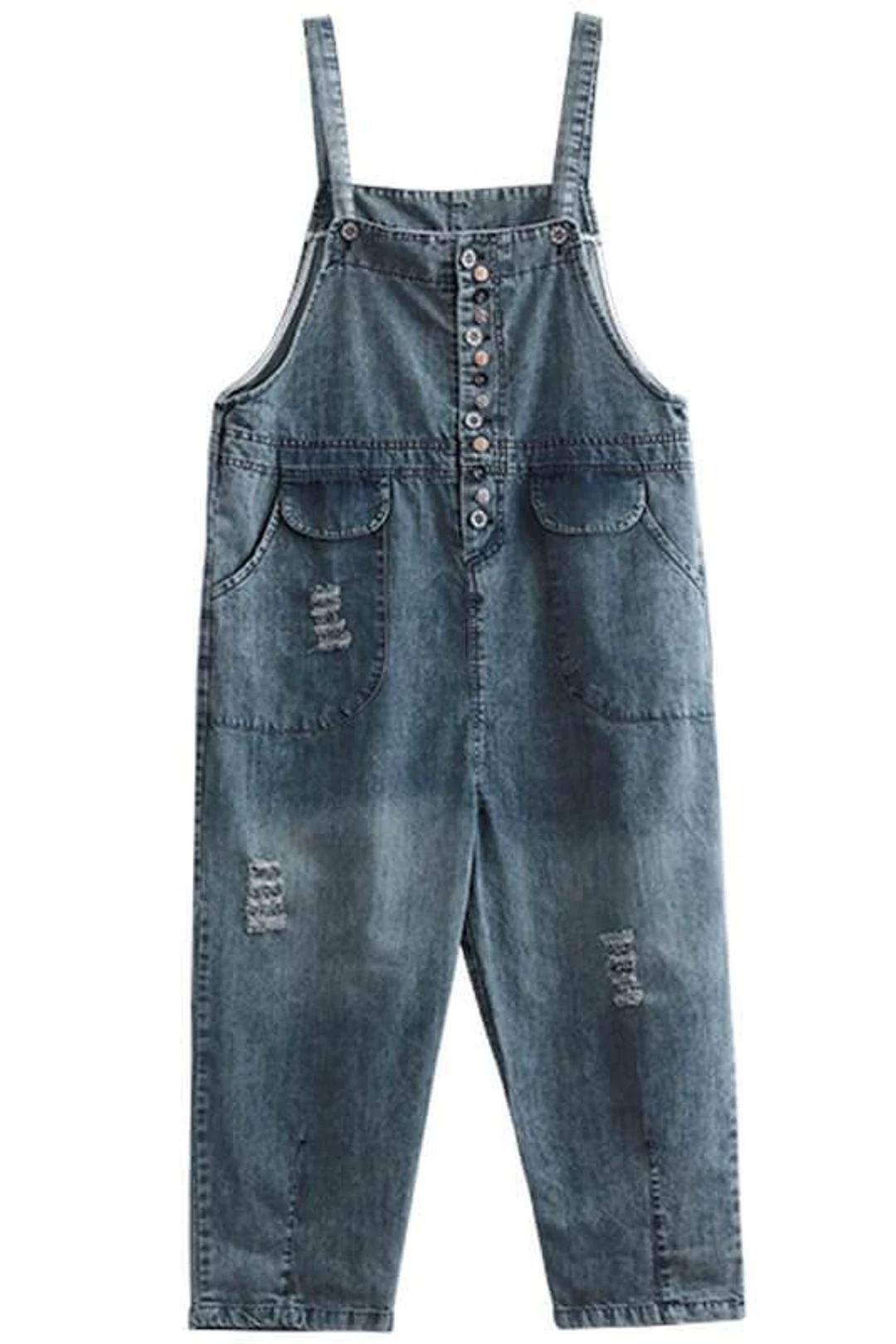 Cotton Women Breasted Casual Hole Jumpsuits Dungarees 9 Cotton Women Breasted Casual Hole Jumpsuits Dungarees - Image 7