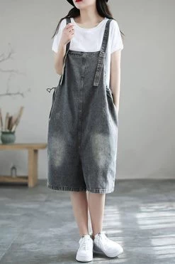 Women Denim Casual Summer Drawstring Jumpsuits Dungarees -Women's clothing 28282939244606 4