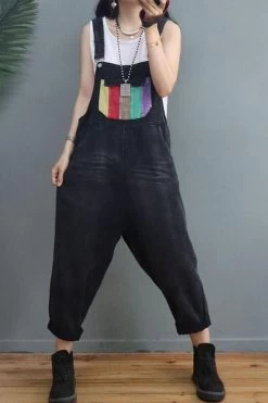 Women Patchwork Denim Cotton Casual Jumpsuits Dungarees -Women's clothing 28300387024958 3