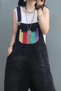 Women Patchwork Denim Cotton Casual Jumpsuits Dungarees -Women's clothing 28300387188798 10