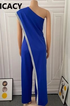 Women Irregular One Shoulder Jumpsuit Solid Sequined Detail Party Club Overalls Jumpsuits -Women's clothing 28322237907046 6
