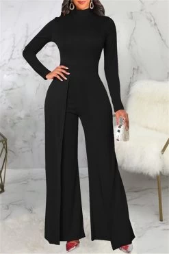 Mock Neck Splicing Fashion Women Jumpsuit 22 Mock Neck Splicing Fashion Women Jumpsuit -Women's clothing 28368806084666 3